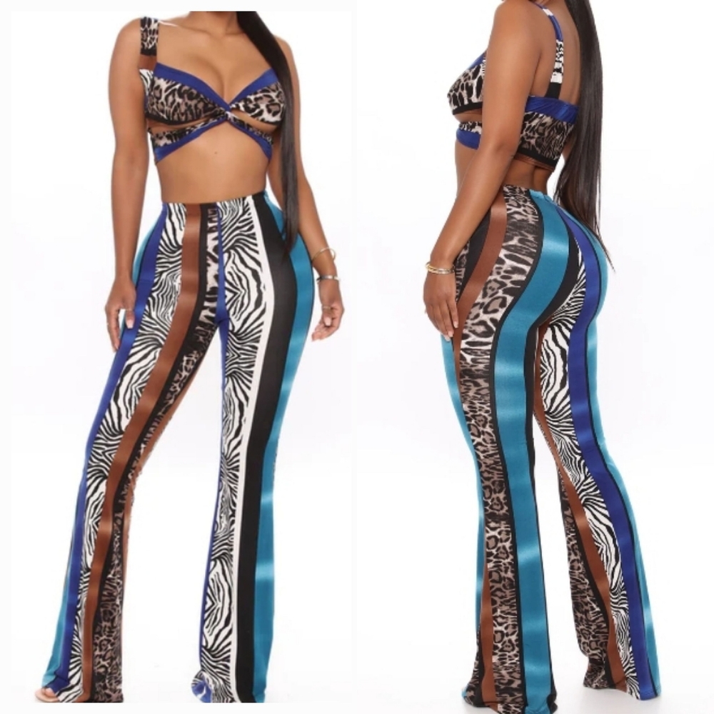 Fashion Nova Wild Animal-Print Top & Pant Set